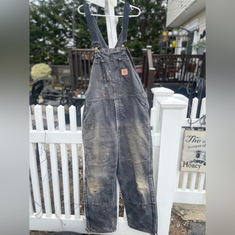Carhartt Men's Black/Faded Brown Relaxed Work Overalls